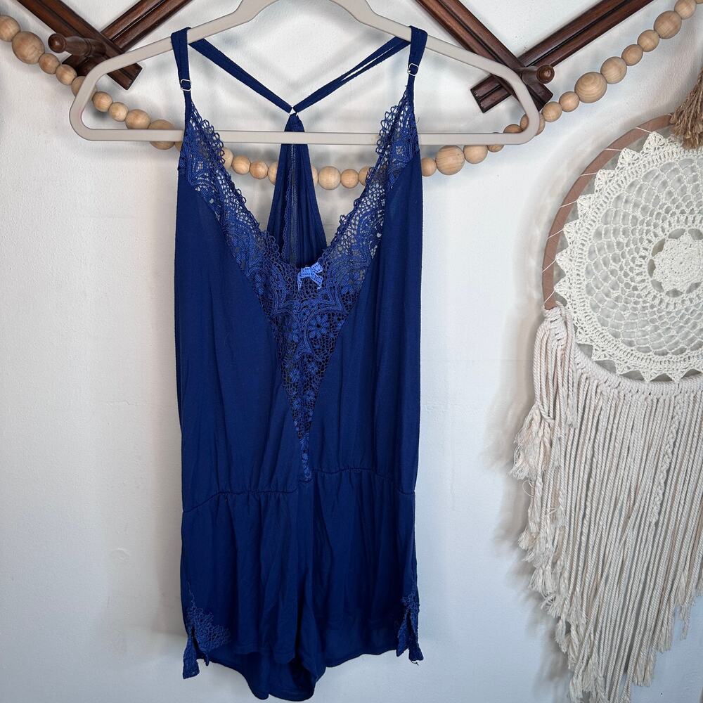 Victoria's Secret Blue Lace Detail Romper